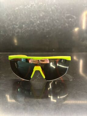 Neon Yellow Sport Shield Sunglasses - Black Lens
